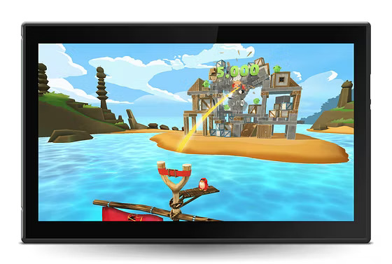 Toptracer range monitor showing Angry Birds virtual game